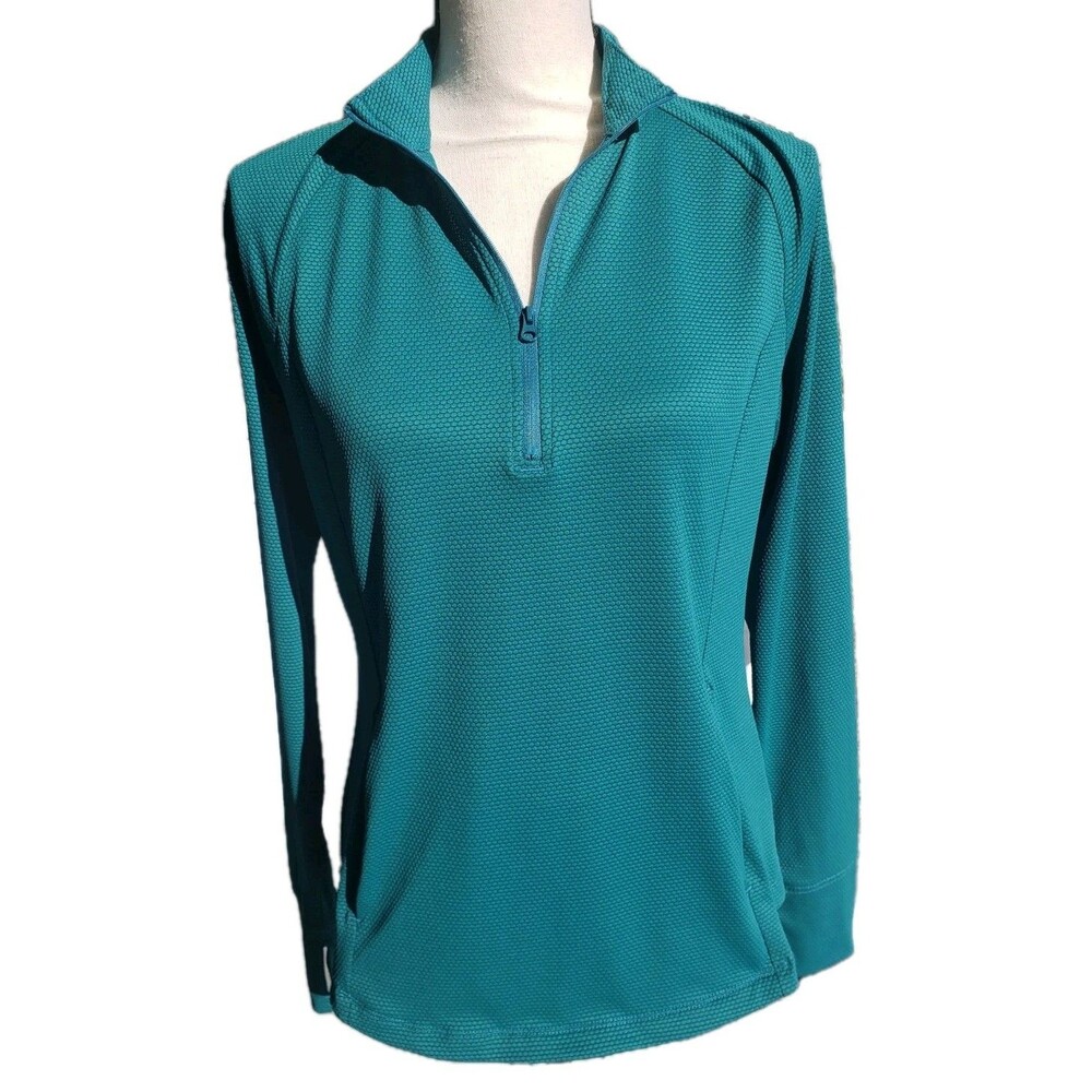 Tommy Bahama Women's Golf Pullover Large Green, Textured, Long Sleeve, 1/4 Zip - Picture 3 of 13